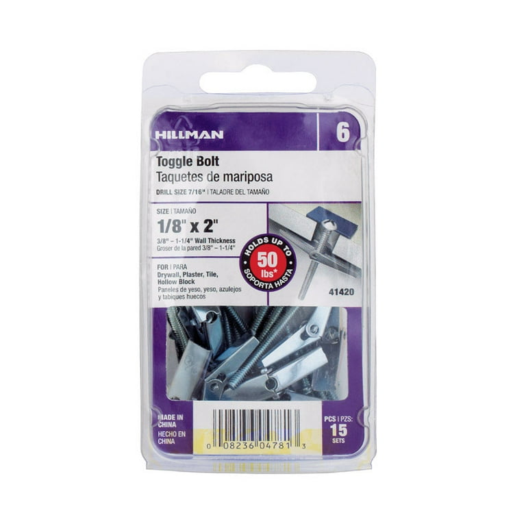 Hillman Toggle Wing 1/8 Zinc Plated Steel 100 Box Hillman Toggle Wing 1/8 Zinc Plated Steel 100 Box